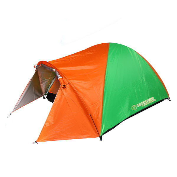 Палатка туристическая "Кама-3" двухслойная, оранжево-зеленый