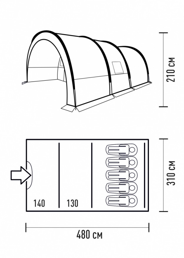 Tonnel Plus 5 палатка TALBERG, серый