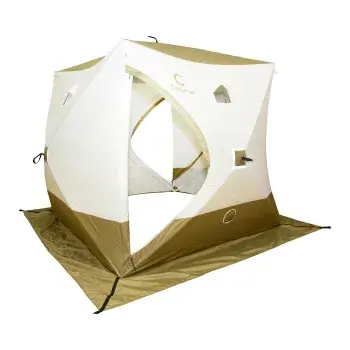 Палатка КУБ 2 Premium Long (трехслойная), оливковый-белый, Следопыт