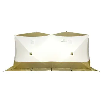 Палатка зимняя КУБ Premium Дубль 4,2х2,1м, трехслойная, цвет оливковый/белый, Следопыт