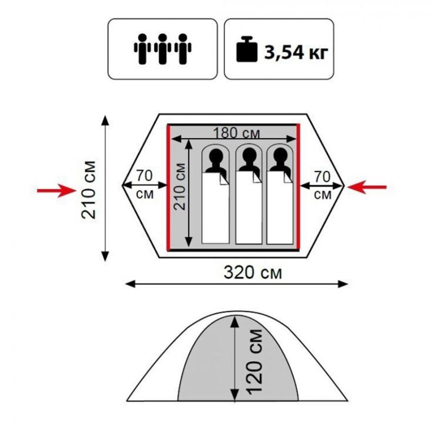 Палатка Tramp Lite Fly 3, зеленый