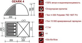 Туристическая палатка Ozark 4, Indiana