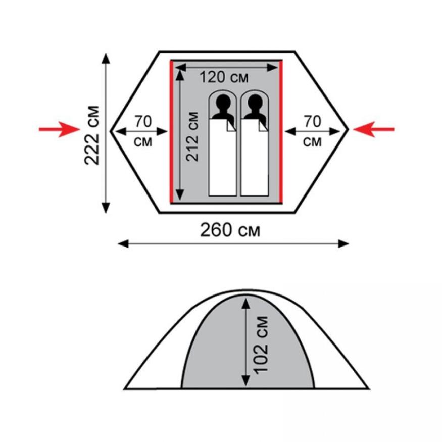 Палатка Tramp Sarma 2-местная v2, зеленый
