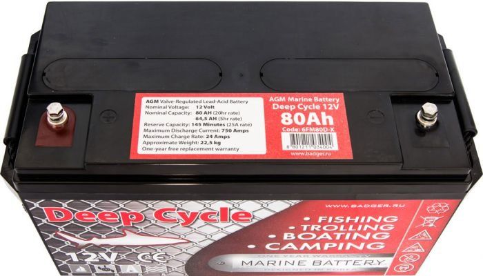 Аккумулятор Marine Deep Cycle AGM 80Ah 12V 6FM80D-X