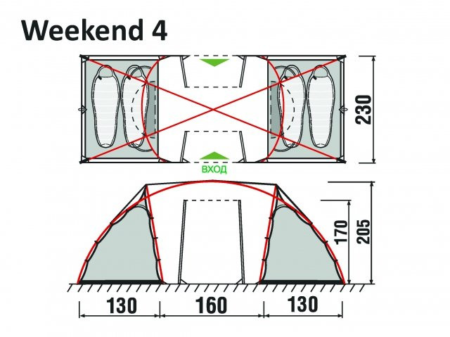 Палатка GreenLand Weekend 2+2