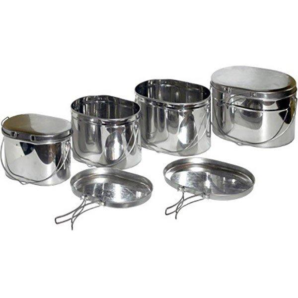 Набор низких котелков - 4шт. (2,2; 3,3; 4,5; 6,0 л.) с крышками, Матрешка, крышки с ручками