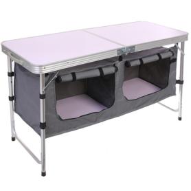 Стол кемпинговый складной 120*47*54-70 см, с 2-мя подвесными отделениями
