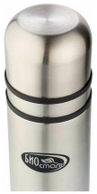 Термос Биосталь с узкой горловиной и пробкой с кнопкой, 2 чашки, 0,75 л